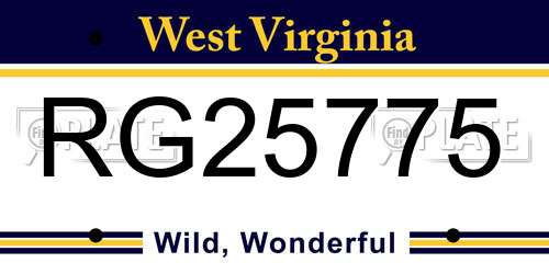 RG25775 West Virginia License Plate