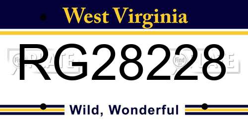RG28228 West Virginia License Plate
