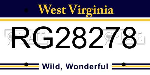 RG28278 West Virginia License Plate