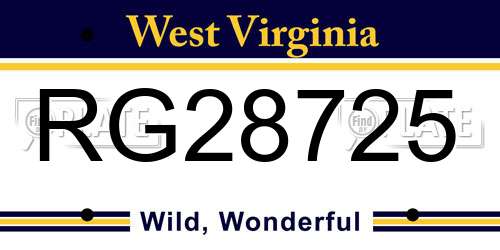 RG28725 West Virginia License Plate