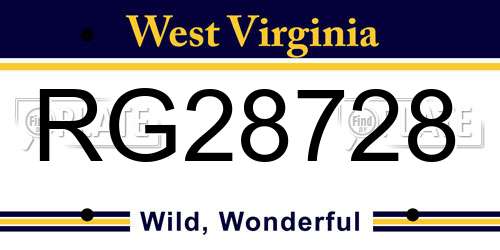 RG28728 West Virginia License Plate