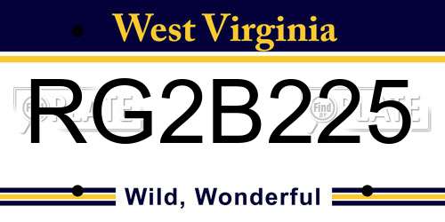 RG2B225 West Virginia License Plate
