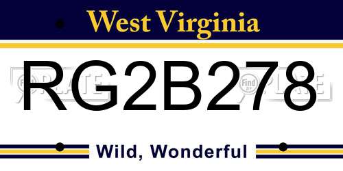 RG2B278 West Virginia License Plate