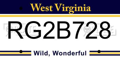 RG2B728 West Virginia License Plate