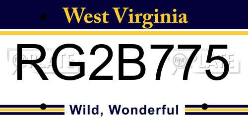 RG2B775 West Virginia License Plate