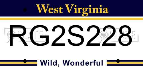 RG2S228 West Virginia License Plate