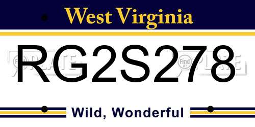 RG2S278 West Virginia License Plate
