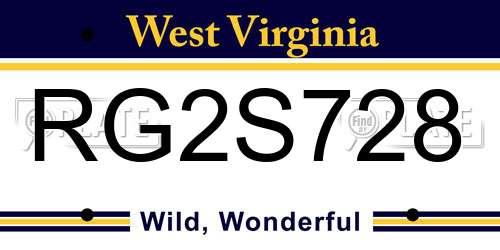 RG2S728 West Virginia License Plate