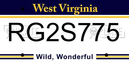 RG2S775 West Virginia License Plate