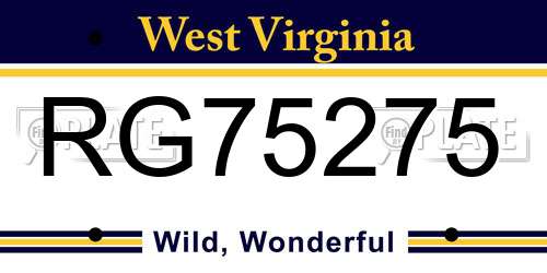 RG75275 West Virginia License Plate