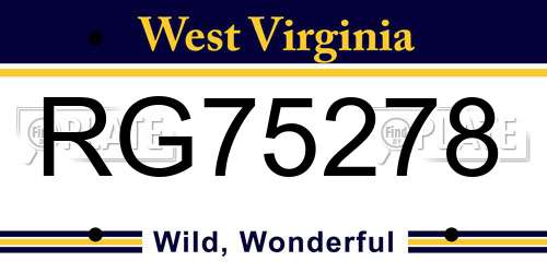 RG75278 West Virginia License Plate