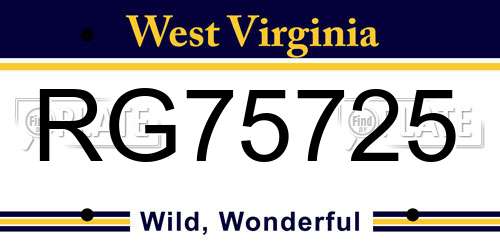 RG75725 West Virginia License Plate