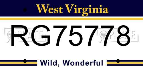 RG75778 West Virginia License Plate