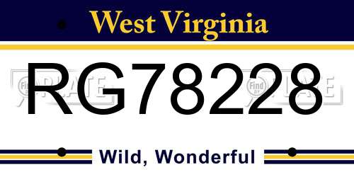 RG78228 West Virginia License Plate