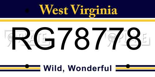RG78778 West Virginia License Plate