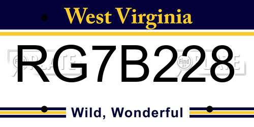 RG7B228 West Virginia License Plate