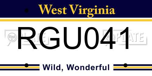 RGU041 West Virginia License Plate