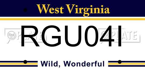 RGU04I West Virginia License Plate