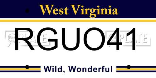 RGUO41 West Virginia License Plate