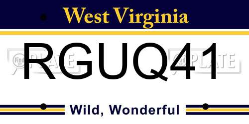 RGUQ41 West Virginia License Plate