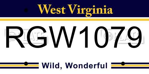 RGW1079 West Virginia License Plate