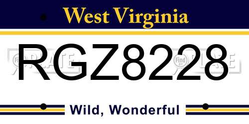 RGZ8228 West Virginia License Plate