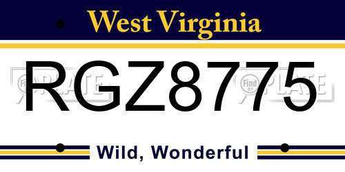 RGZ8775 West Virginia License Plate