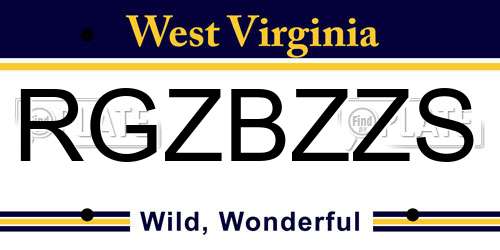 RGZBZZS West Virginia License Plate