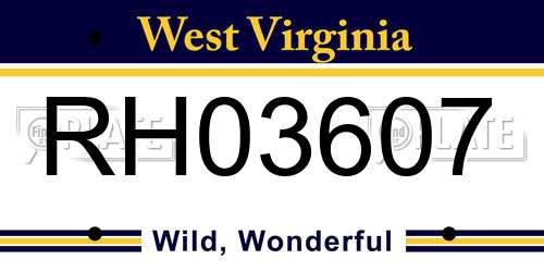 RH03607 West Virginia License Plate