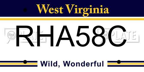 RHA58C West Virginia License Plate