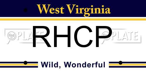 RHCP West Virginia License Plate