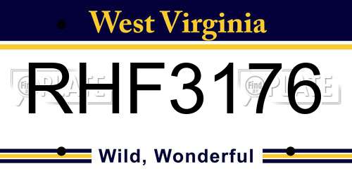 RHF3176 West Virginia License Plate