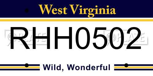 RHH0502 West Virginia License Plate