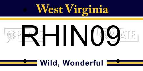 RHIN09 West Virginia License Plate