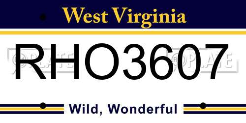 RHO3607 West Virginia License Plate
