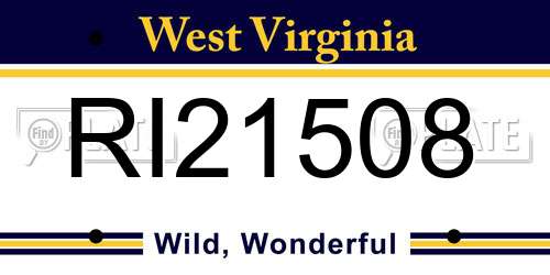 RI21508 West Virginia License Plate