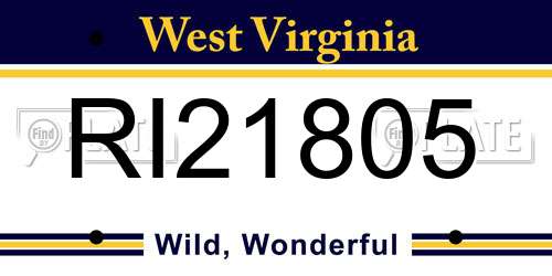 RI21805 West Virginia License Plate