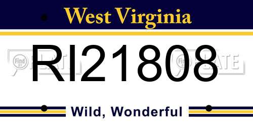 RI21808 West Virginia License Plate