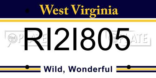 RI2I805 West Virginia License Plate