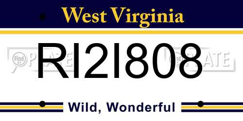 RI2I808 West Virginia License Plate