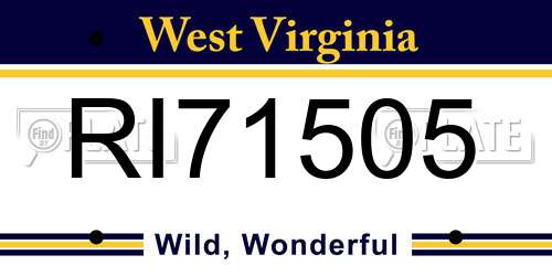 RI71505 West Virginia License Plate