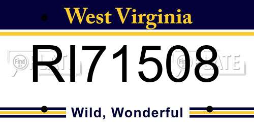 RI71508 West Virginia License Plate