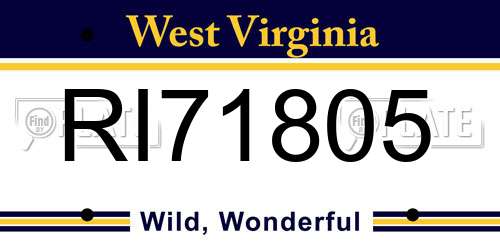 RI71805 West Virginia License Plate