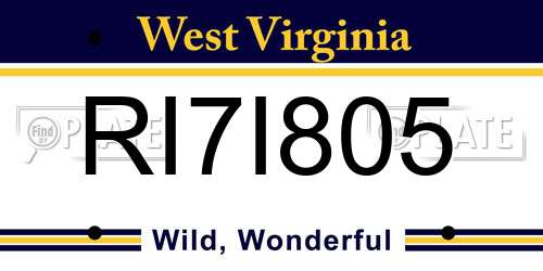 RI7I805 West Virginia License Plate
