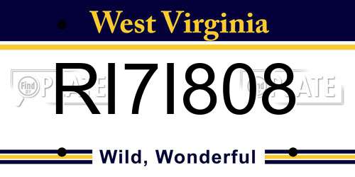 RI7I808 West Virginia License Plate