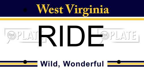RIDE West Virginia License Plate