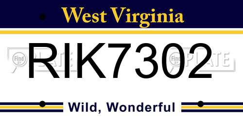 RIK7302 West Virginia License Plate