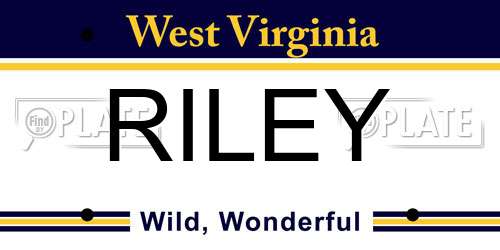 RILEY West Virginia License Plate