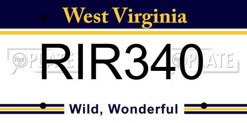 RIR340 West Virginia License Plate