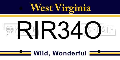 RIR34O West Virginia License Plate